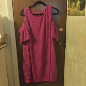 City Streets Hot Pink Cold-Shoulder Dress 18W